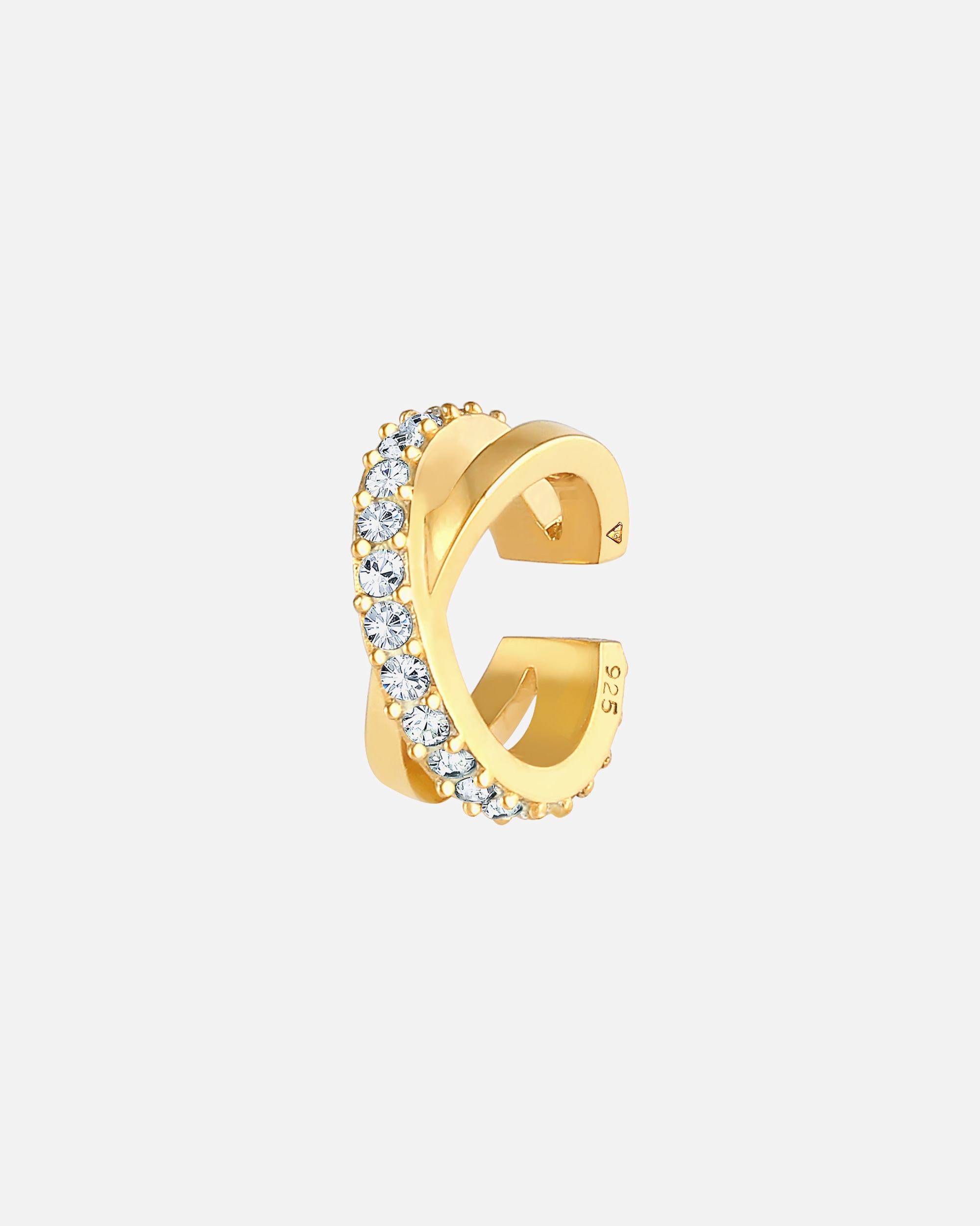 Ear Cuff für Weiblich Elli Earcuff Gekreuzt 925 Silber, mit Kristallen von Swarovski® goldfarben