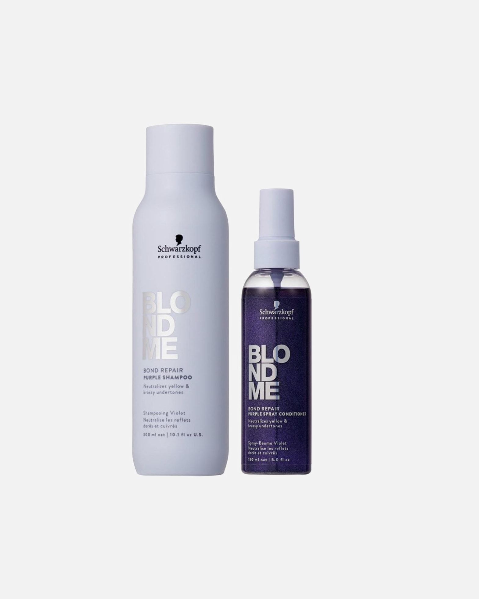 Haarpflegeset für Weiblich Schwarzkopf Professional Blondme Bond Repair Purple Bundle (Shampoo + Spray Conditioner) 1 Stück