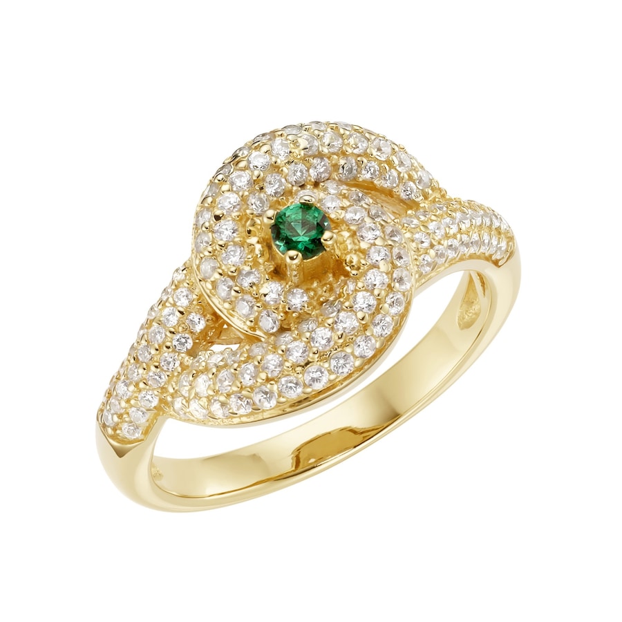 Smart Jewel Ring mit Zirkonia und farbigem Zierstein, Silber 925 56 Grün