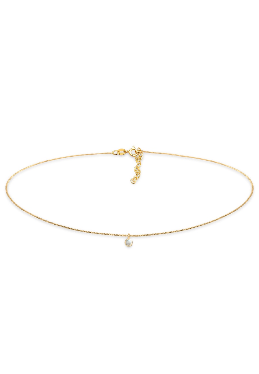 Elli Choker Labradorite Solitär 925 Silber goldfarben Damen