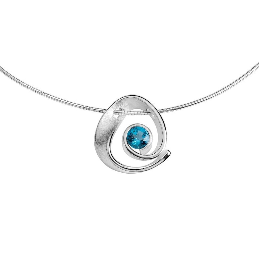 HERB SCHMUCK Anhänger mit Kette 925/- Sterling Silber Topas blau 42cm Damen