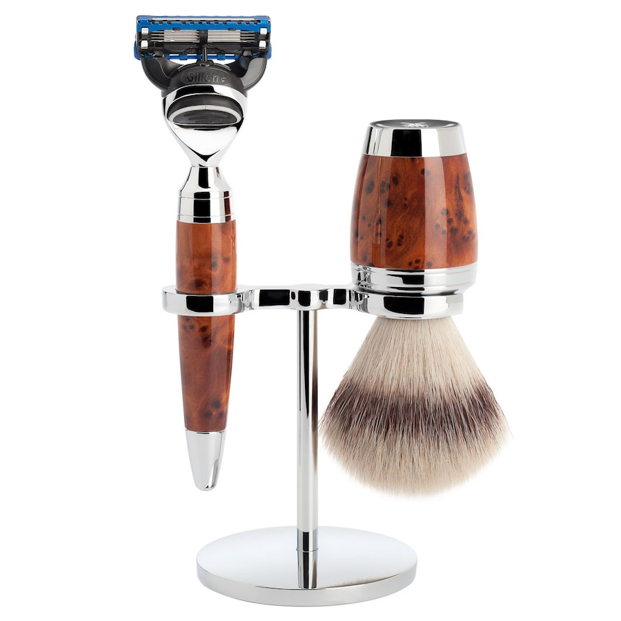 Mühle STYLO 3-teiliges Rasierset, Silvertip Fibre , mit Gillette Fusion Griffmaterial Thuja-Holz Herren