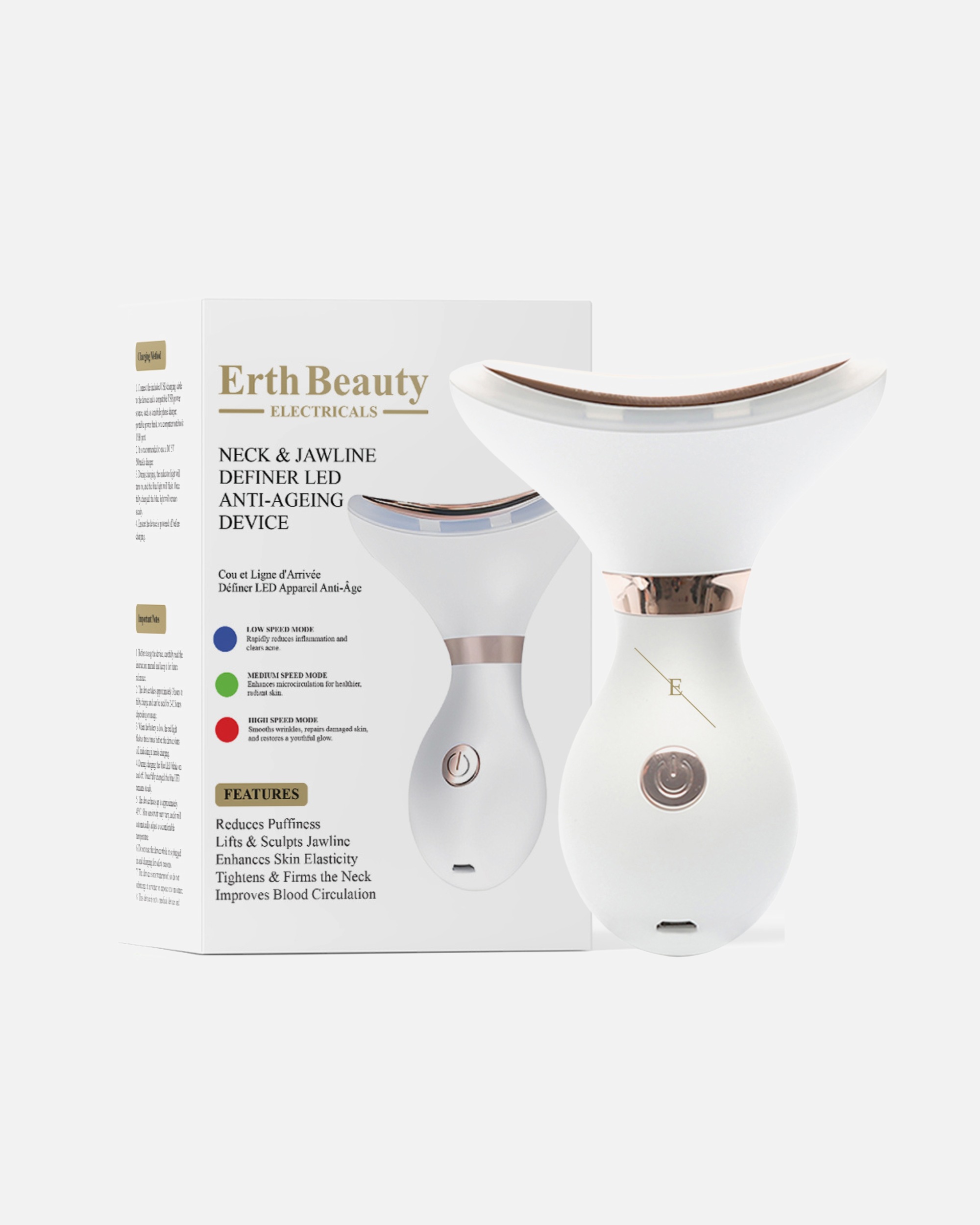 Elektrisches Gesichtsmassagegerät für Weiblich ErthSkin London LED-Anti-Aging-System zum Definieren von Hals und Kieferpartie Each