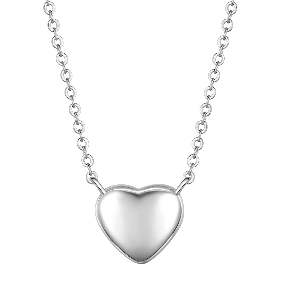 Lulu & Jane Halskette Herz aus Messing in silber mit Zirkonia 40,0 cm Basislänge + 7,0 Verlängerung Damen