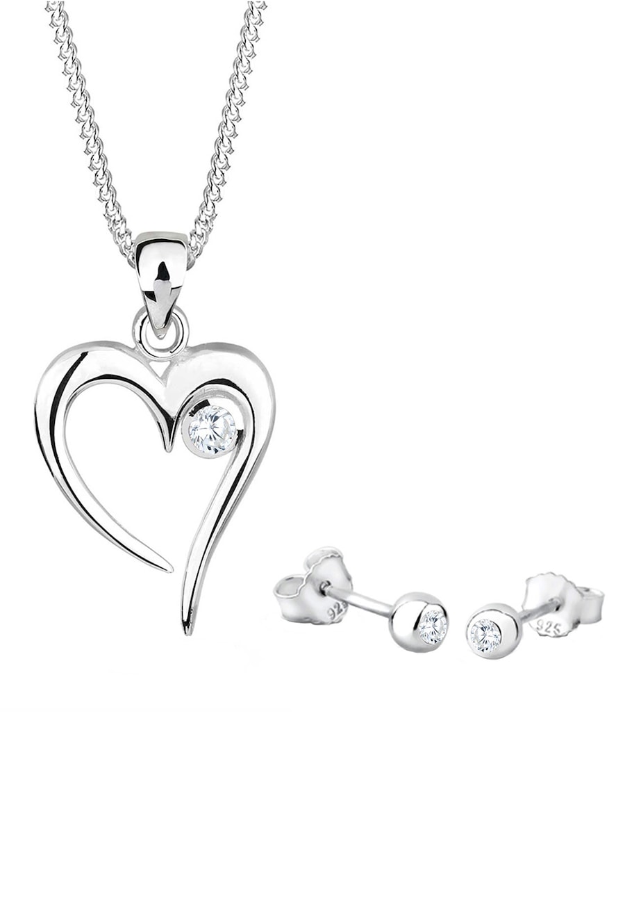 Elli Schmuckset Herz Solitär Zirkonia In Love 925 Sterling Silber Weiß Damen