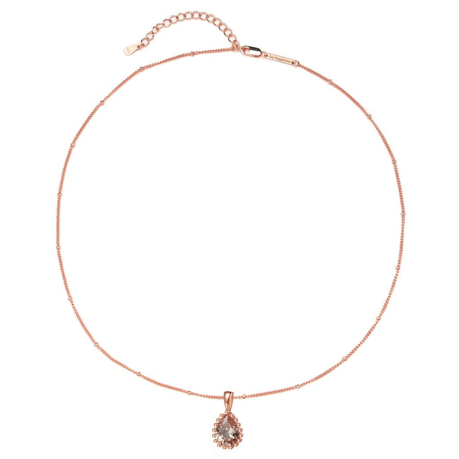 Hey Happiness Januar Geburtsstein Halskette 925 Sterlingsilber Gold Hellbraun Damen