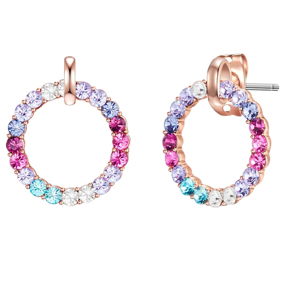 Lulu & Jane Ohrstecker Kreis Messing verziert mit Kristallen von Swarovski in Roségold 13,0 mm Damen