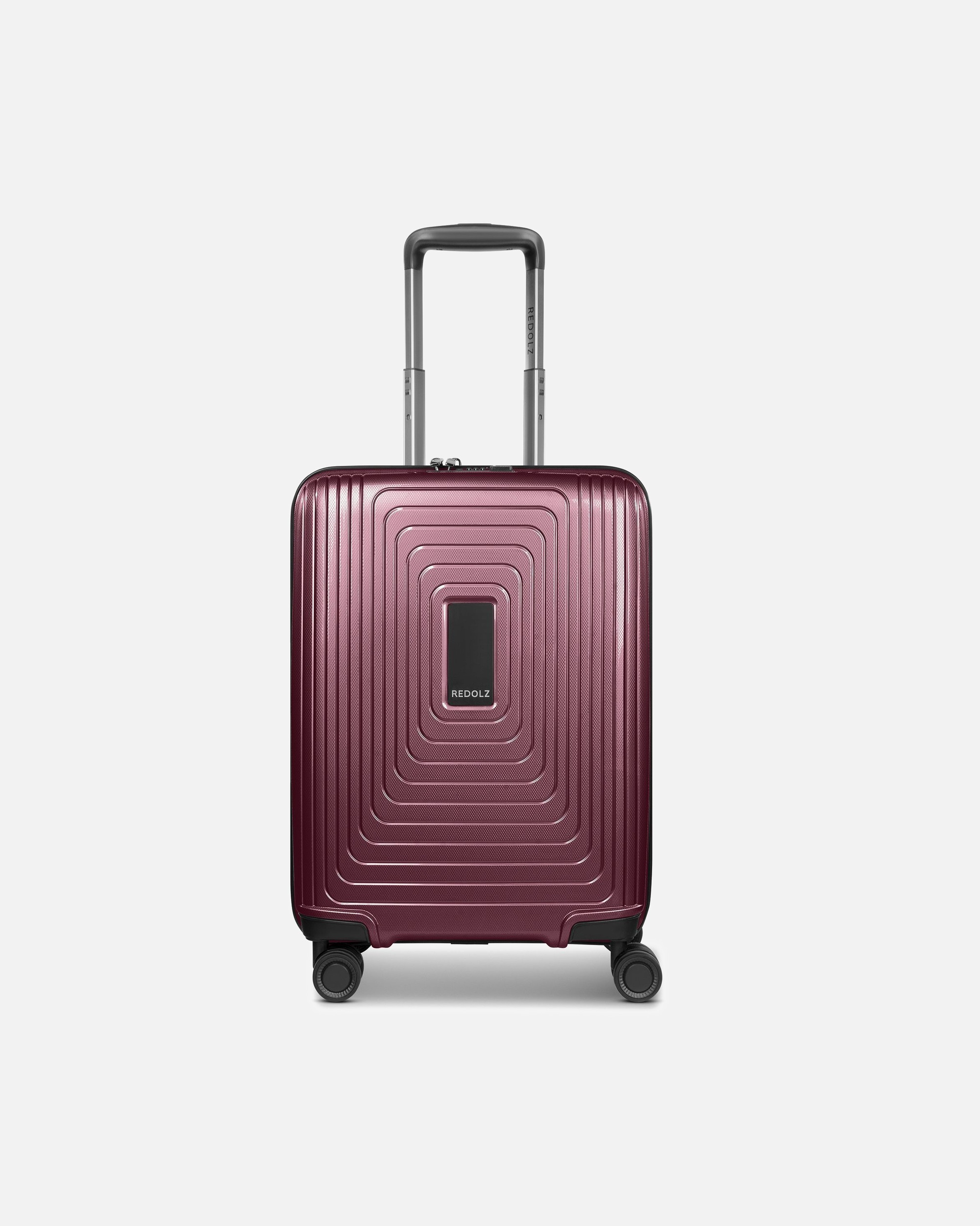 Handgepäckkoffer für Männlich Redolz Essentials 14 4-Rollen Kabinentrolley 55 cm slim aubergine metallic