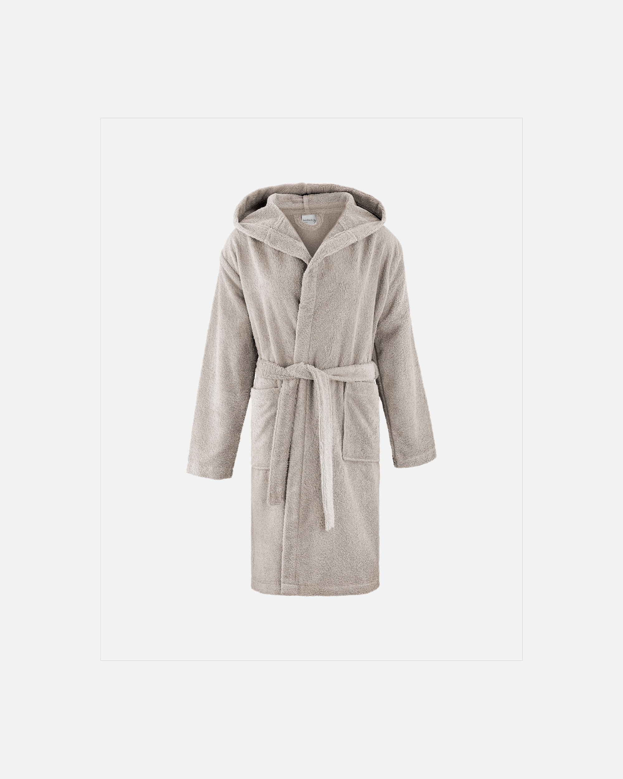 Bademantel für Weiblich Herzbach Home Default Brand Line Bademantel Damen, mit Kapuze, Reißverschlusstasche L