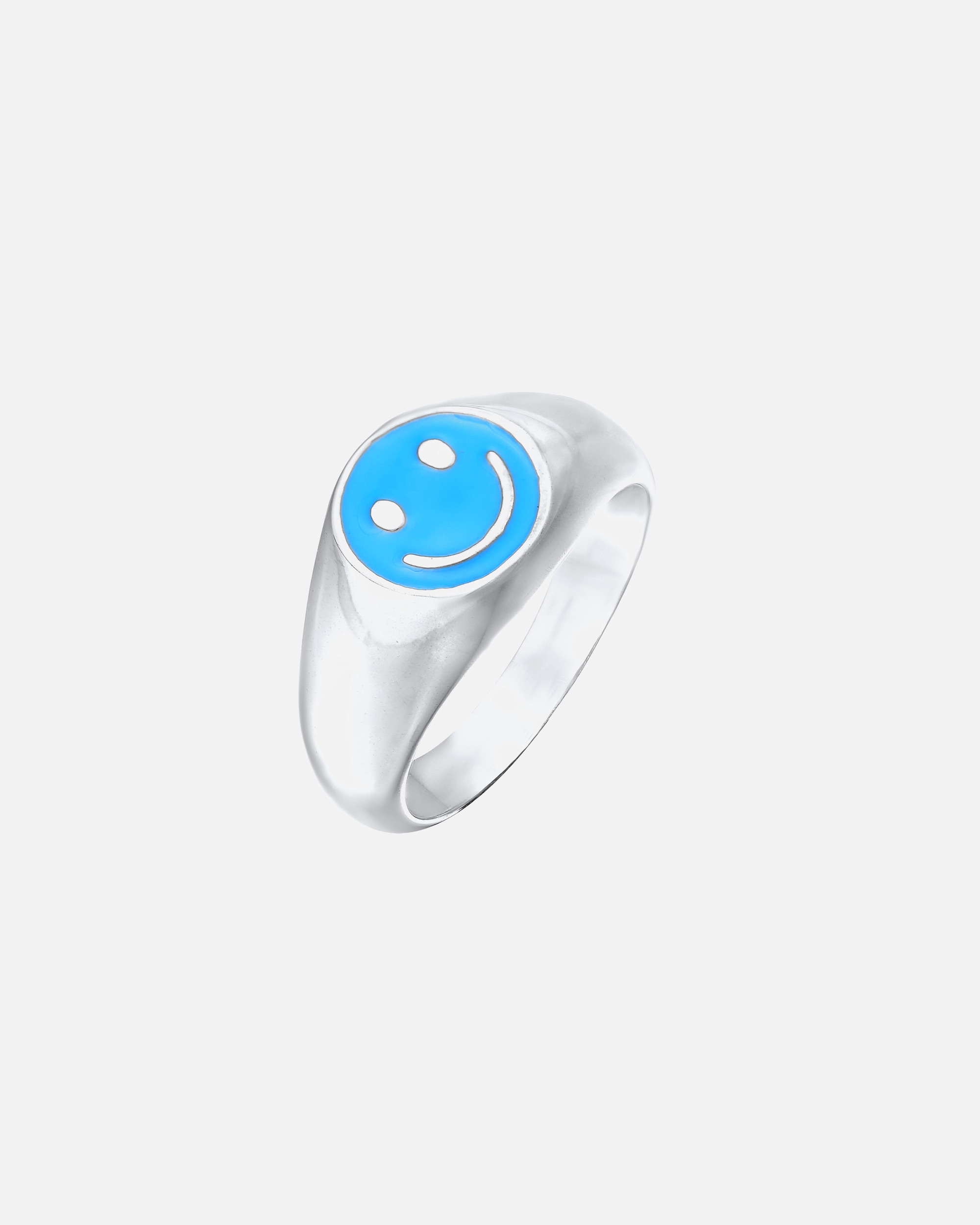 Ring für Männlich KUZZOI Herren Siegelring mit Smiling Face Emaille 925 Silber 64
