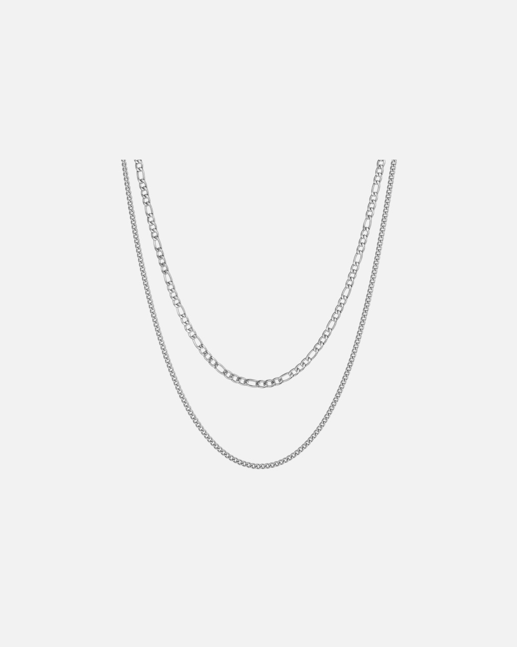 Halskette für Männlich Hey Happiness Default Brand Line Wasserfeste Herren-Kette aus Edelstahl – Doppelreihig Silber