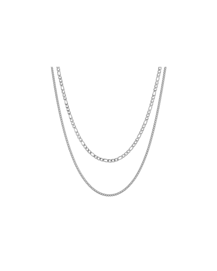 Hey Happiness Wasserfeste Herren-Kette aus Edelstahl – Doppelreihig Silber Herren