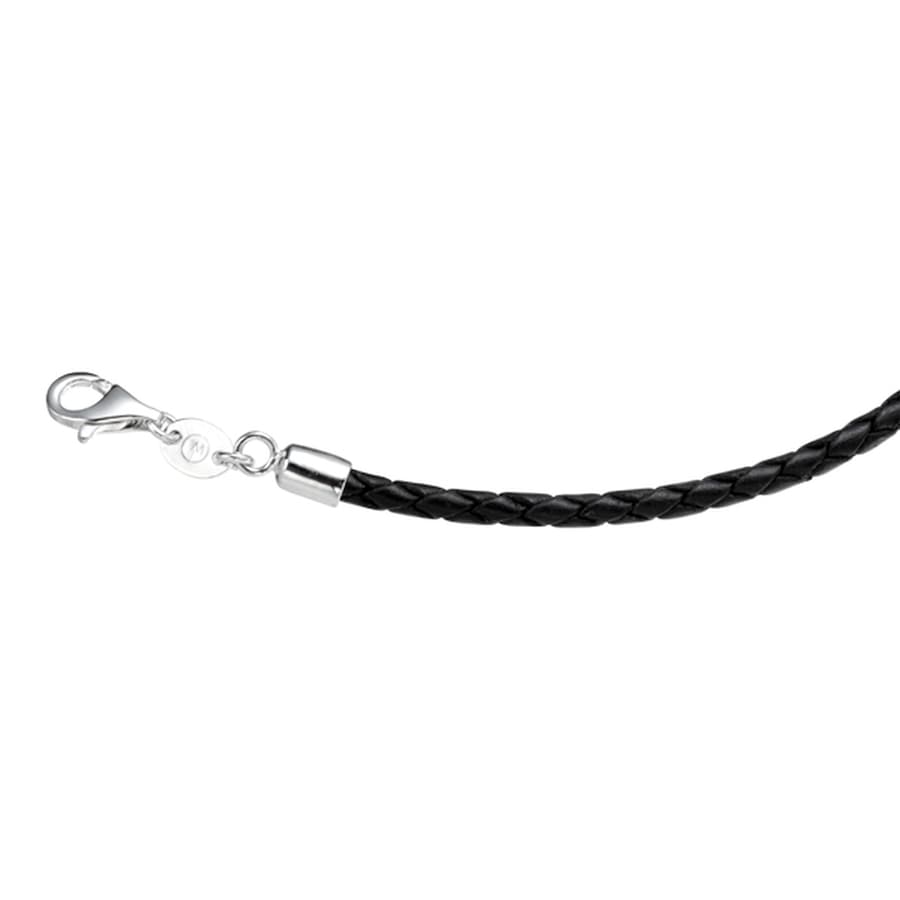 Giorgio Martello Milano Kette Lederband geflochten, schwarz, Silber 925 55 cm Schwarz Damen