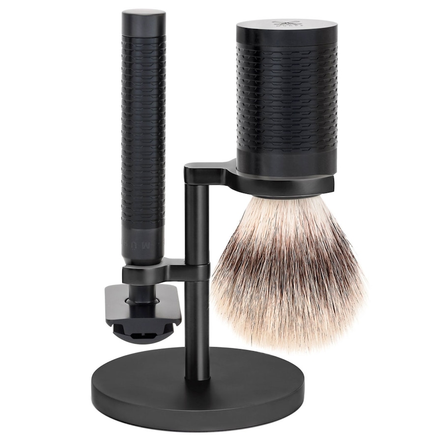 Mühle ROCCA 3-teiliges Rasierset, Silvertip Fibre , mit Rasierhobel, Griffmaterial Edelstahl/schwarz, DLC Herren