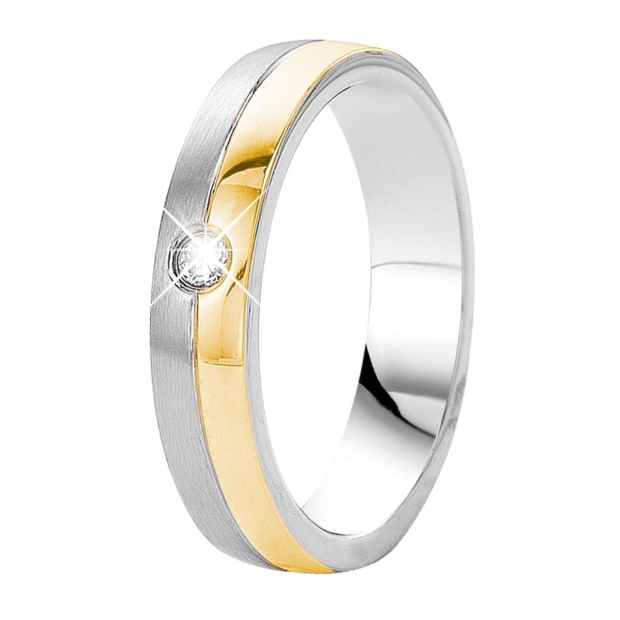 Lucardi Ringe 'Praag' Stahl - silbern-goldfarbig 53mm Herren