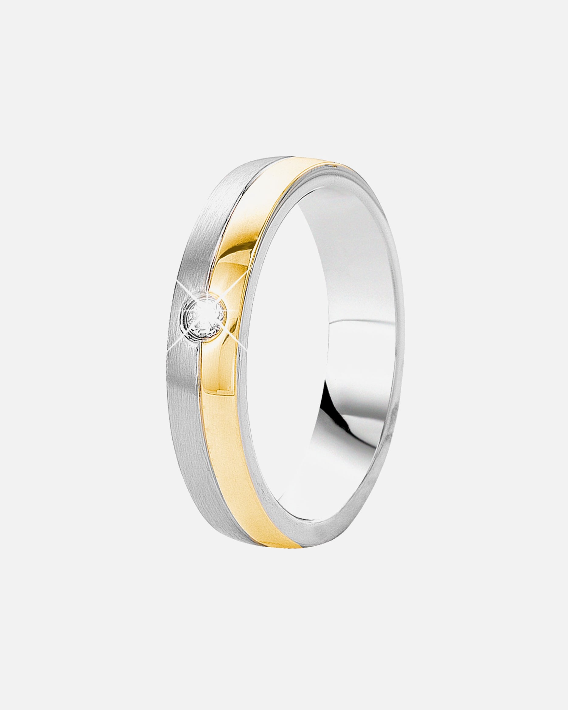 Ring für Männlich Lucardi Ringe 'Praag' Stahl - silbern-goldfarbig 57mm