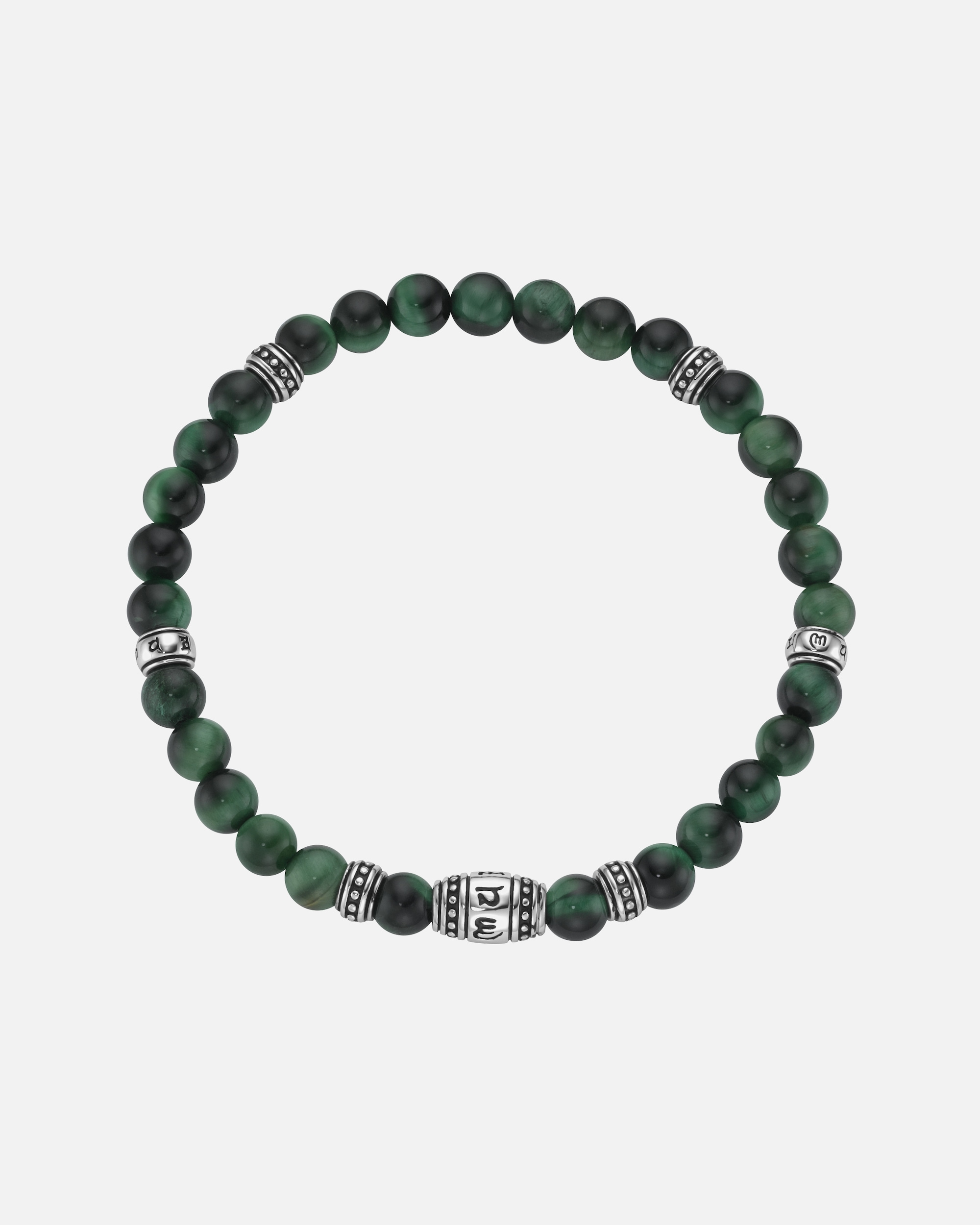 Armband für Männlich Giorgio Martello Milano Armband mit grünem Tigerauge oder Muschelkern-Perlen, Silber 925 20 cm