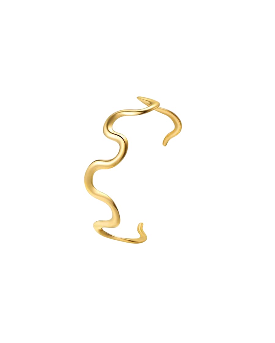 Hey Happiness Offene Flow-Armspange aus Edelstahl Gold Hellbraun Damen