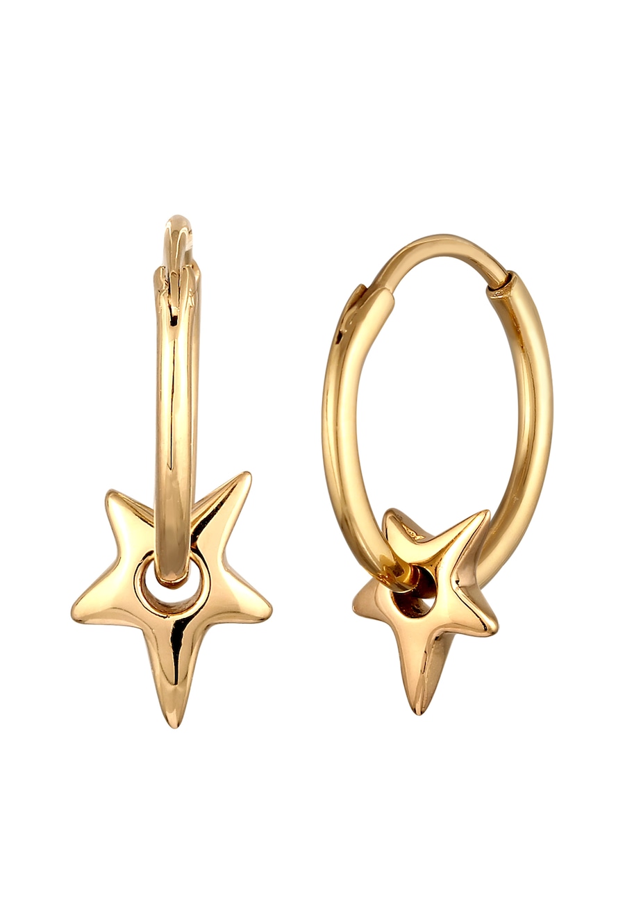 Elli Creole Einhänger Stern 925 Sterling Silber goldfarben Damen