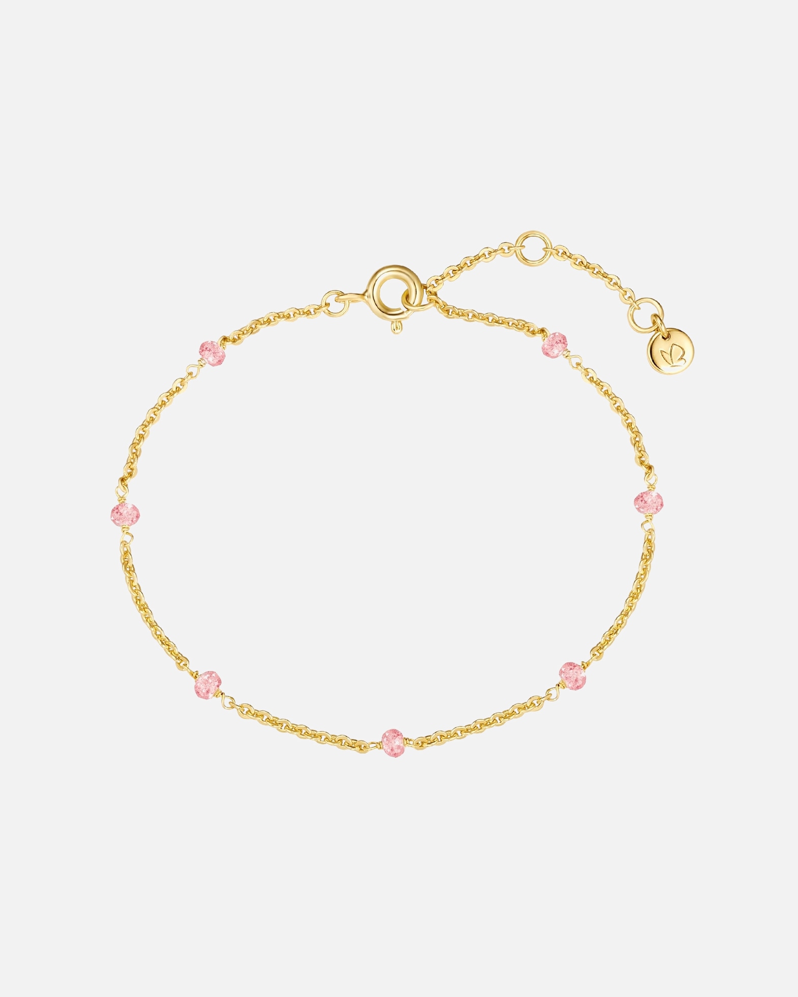 Armband für Weiblich Glanzstücke München Armband aus Sterling Silber in Gelbgold mit Erdbeerquarz 17,0 cm Basislänge + 3,0 cm Verlängerung