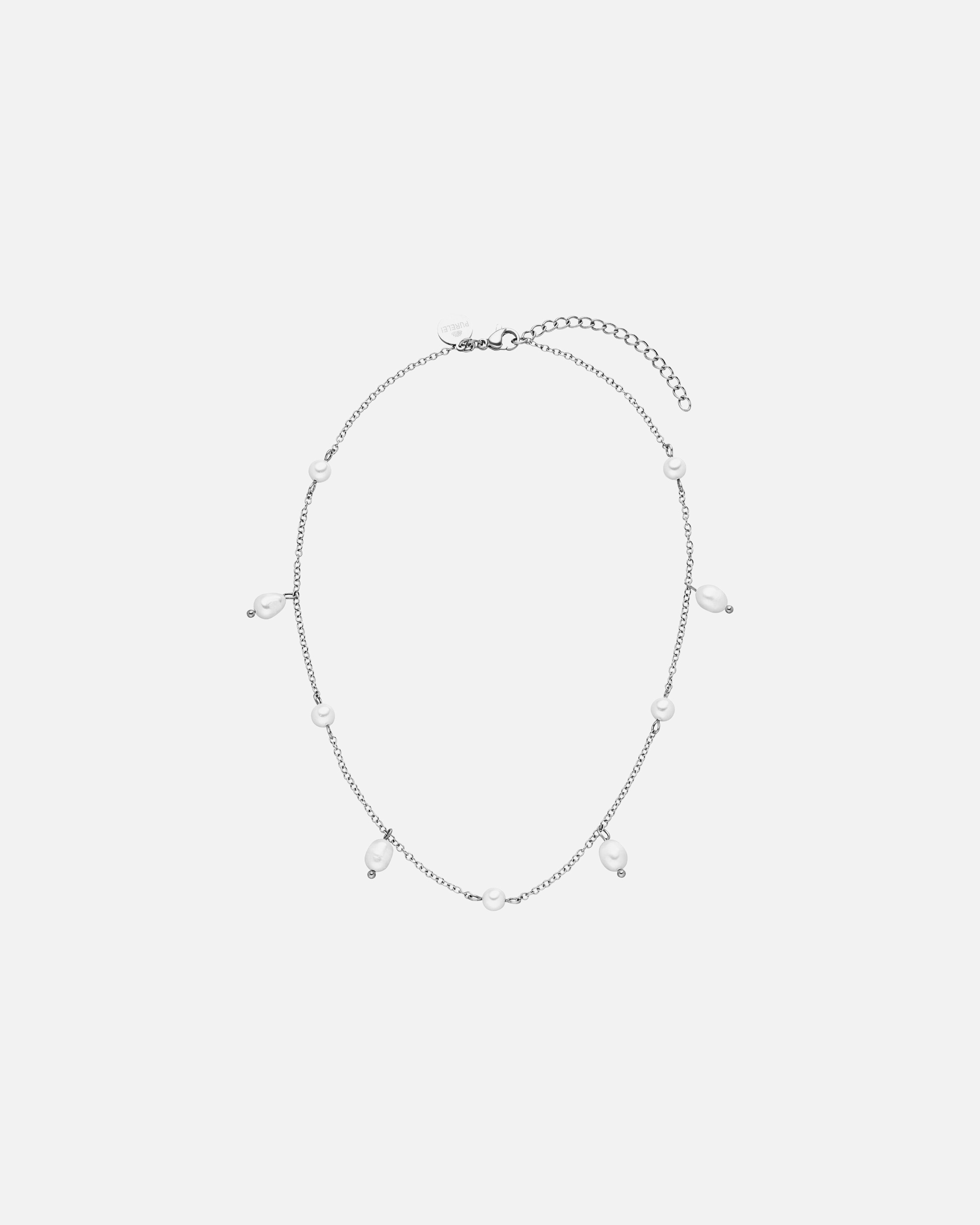 Halskette für Weiblich Purelei Pearl Drop Choker 100% Edelstahl Silber