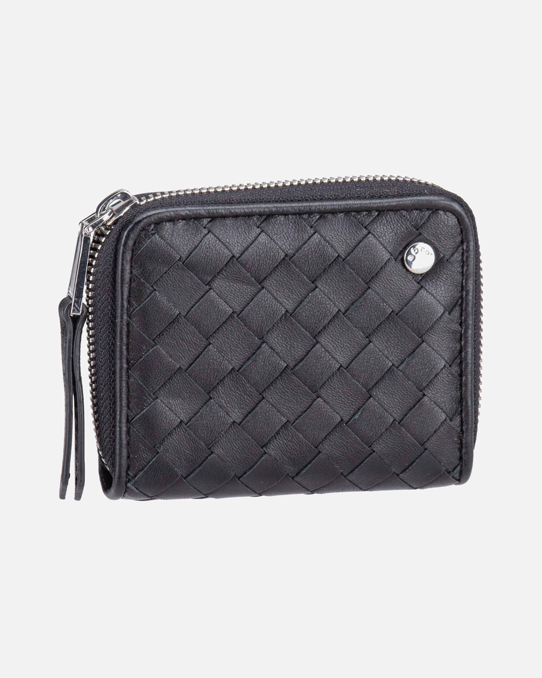 Portemonnaie für Weiblich abro Geldbörse Piuma Weaving Mini Wallet Black/Nickel