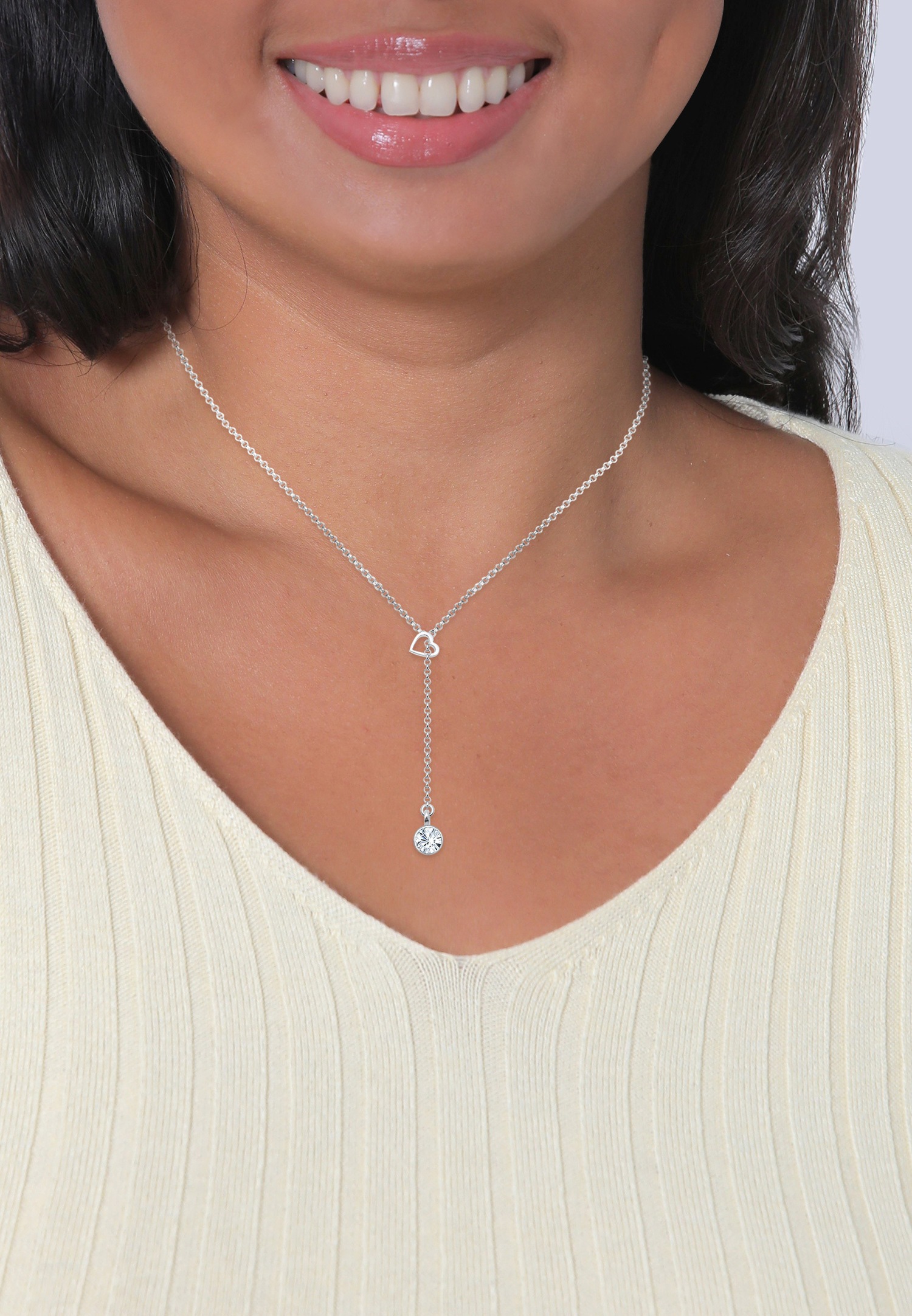 Collana Con Ciondolo Cuore In Argento 925 Con Cristalli - Elli - Gioiello Made In Italy