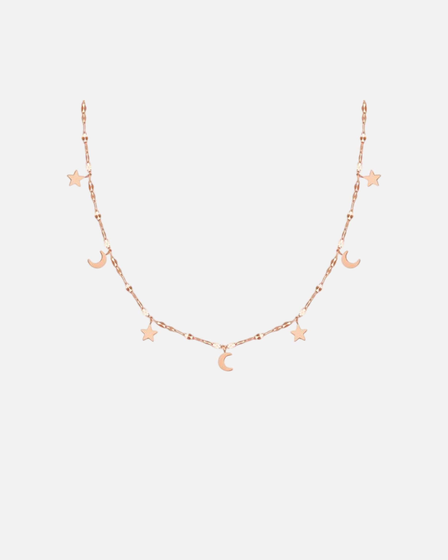 Halskette für Weiblich Hey Happiness Default Brand Line Stern & Mond Choker – Edelstahl Rosegold