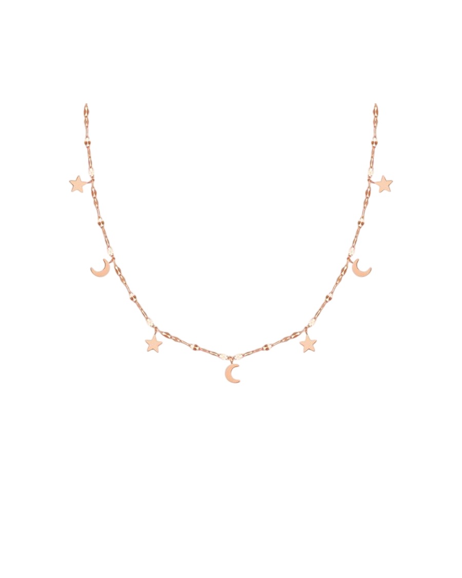Hey Happiness Stern & Mond Choker – Edelstahl Rosegold Nude Damen