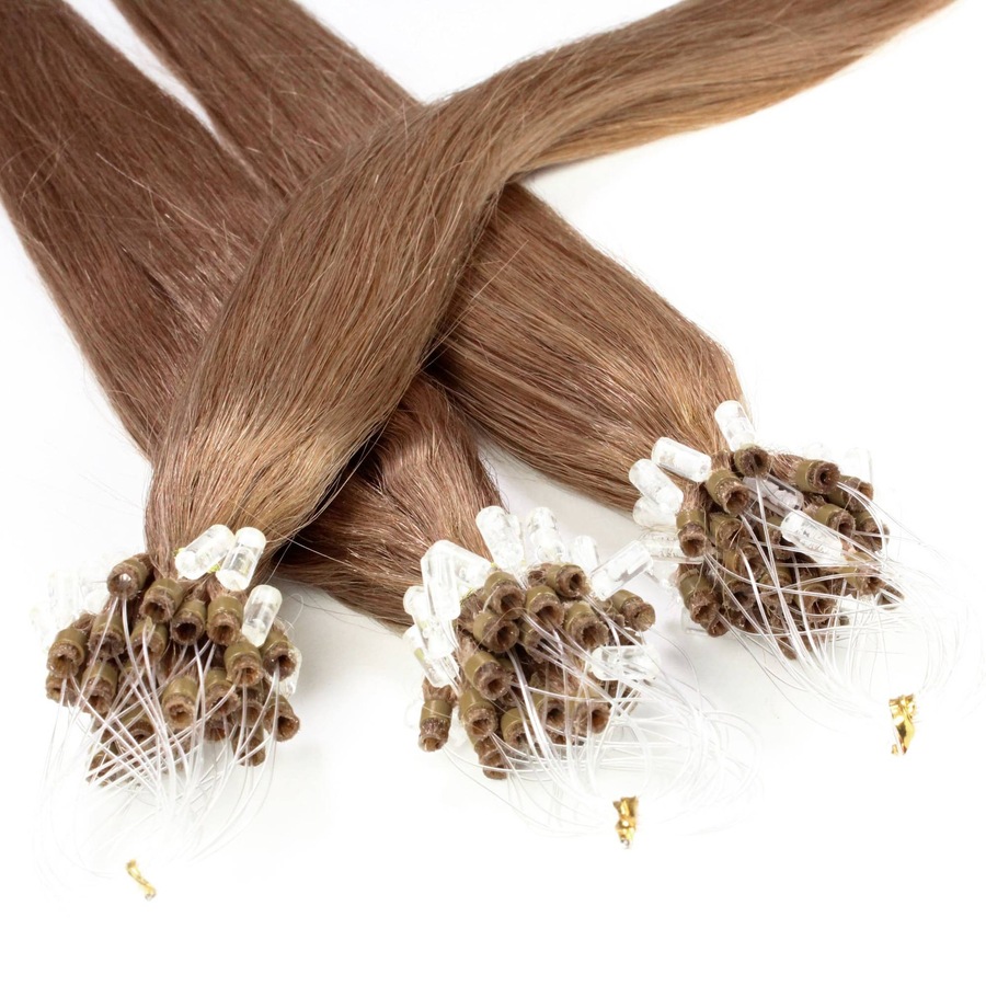 hair2heart Microring Extensions Echthaar #8/1 Hellblond Asch 0.5g 40cm Braun Damen