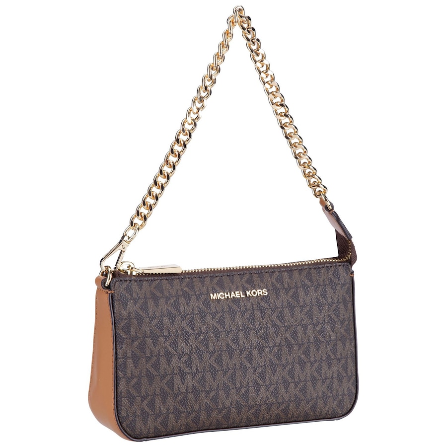 Michael Kors Handtasche Jet Set Medium Chain Pouchette Lux MK Signature Brown Braun Damen