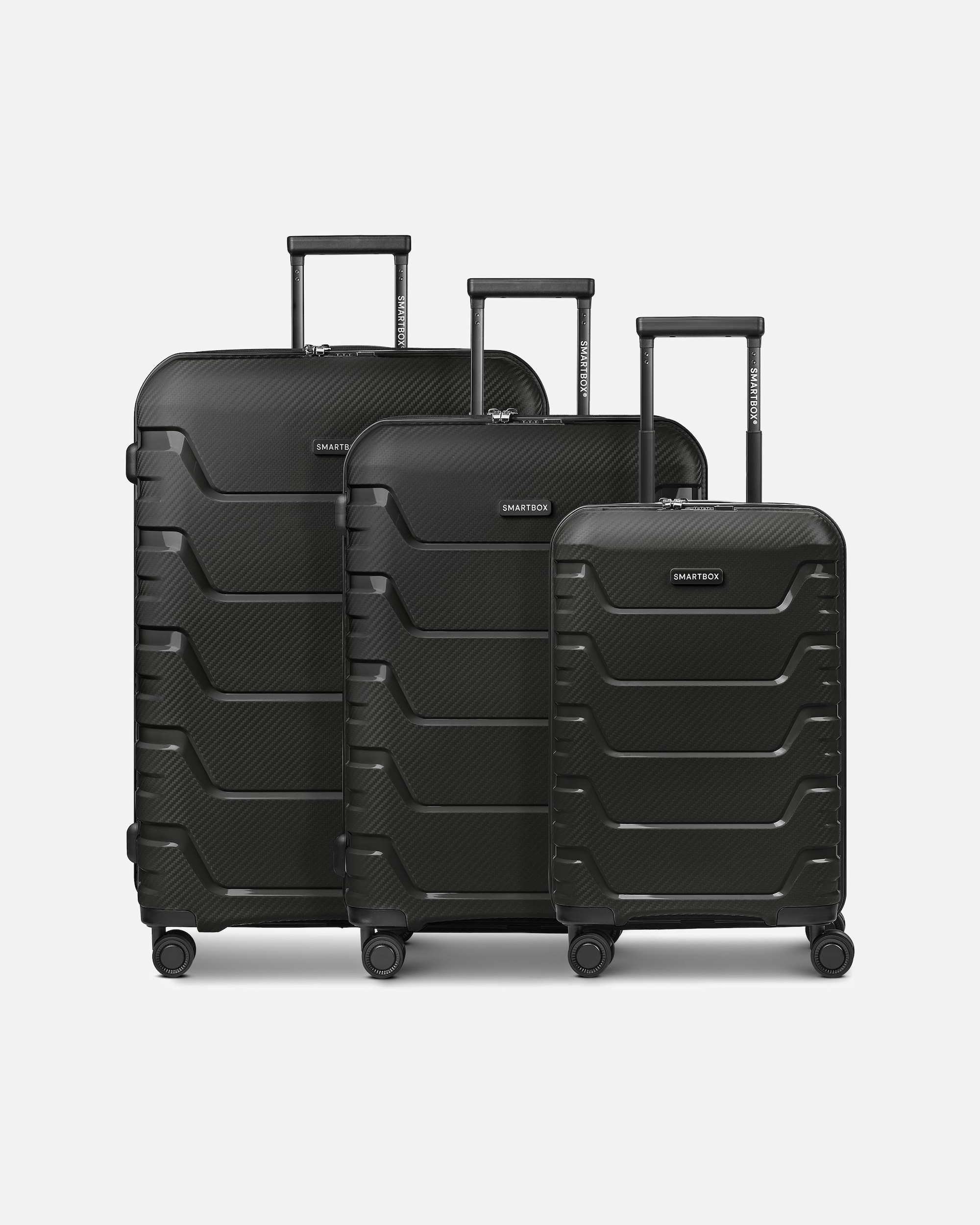 Koffer für Männlich Smartbox Default Brand Line Edition 01 4 Rollen Kofferset 3-teilig mit Dehnfalte black
