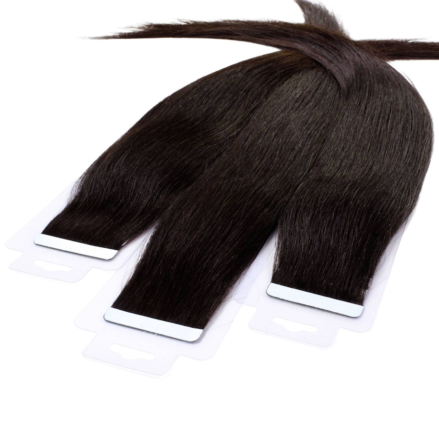 hair2heart Tape Extensions Echthaar #5/0 Hellbraun 50cm Schwarz Damen