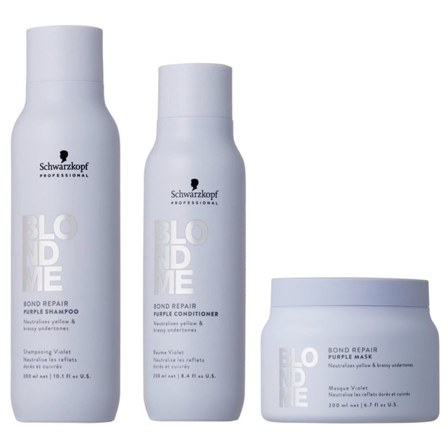 Schwarzkopf Professional Blondme Bond Repair Purple Bundle Maske (Shampoo + Conditioner Maske) Damen