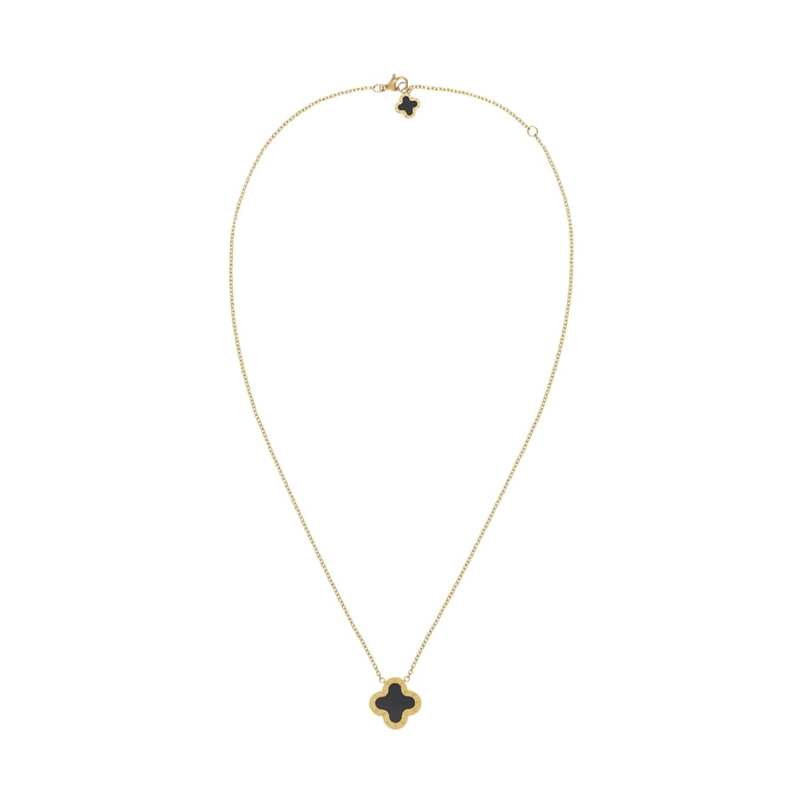 Lenoites Kette Mit Anhänger 'Four-leaf Clover' gold black Damen