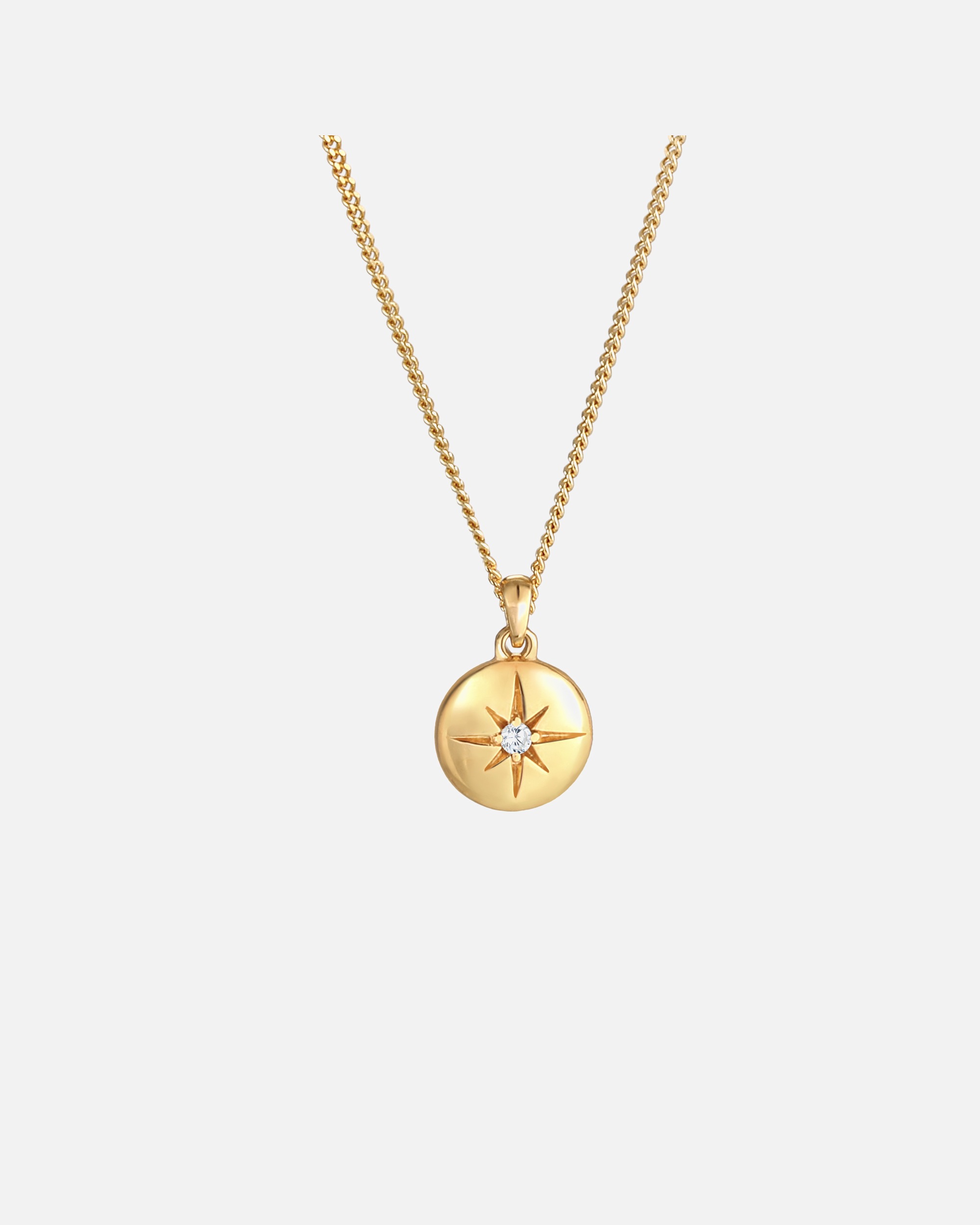 Halskette für Weiblich Elli Stern Plättchen Disc Zirkonia 925 Silber goldfarben