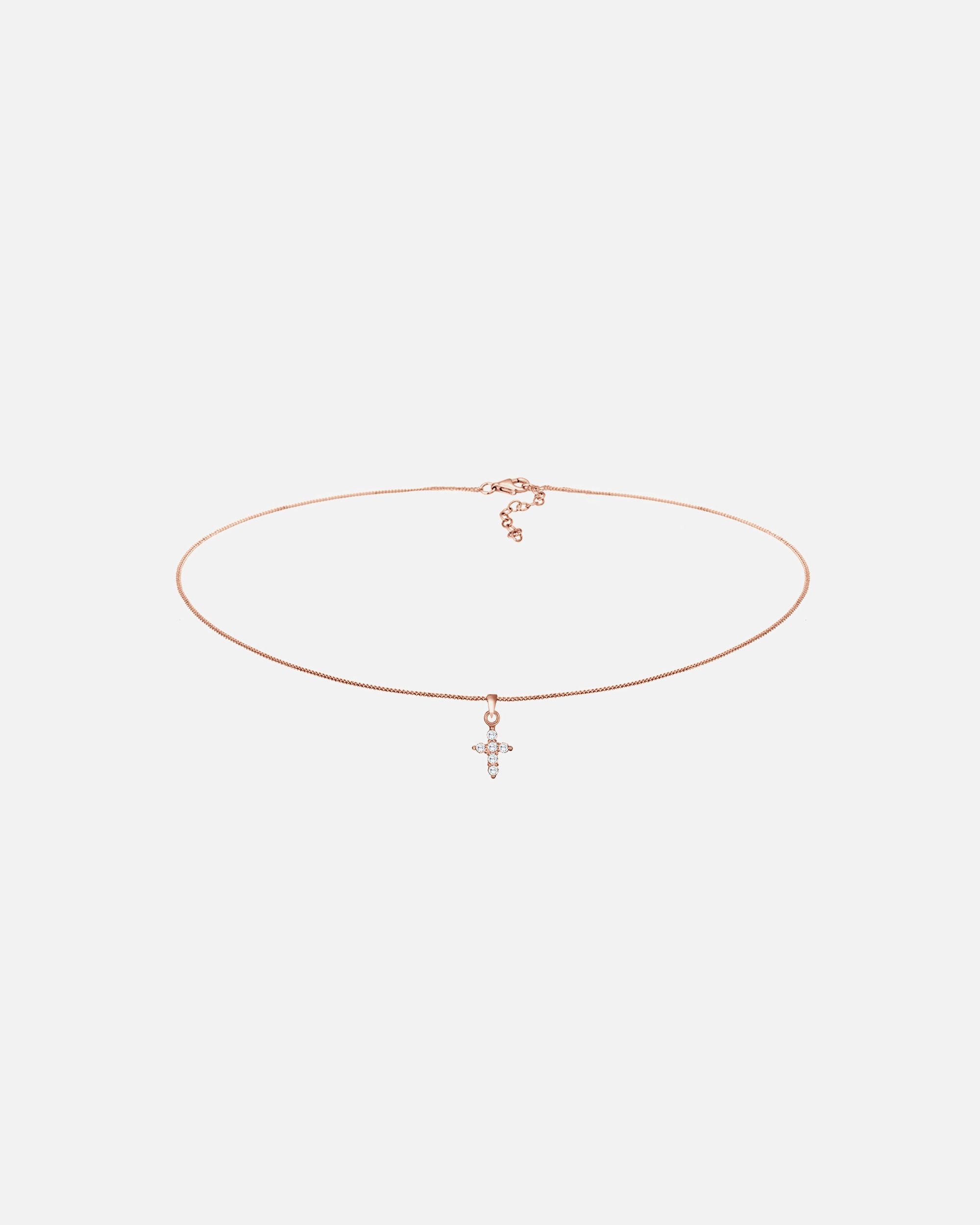 Halskette für Weiblich Elli Elli Halskette Choker Kreuz Religion Zirkonia 925 Silber Rosa