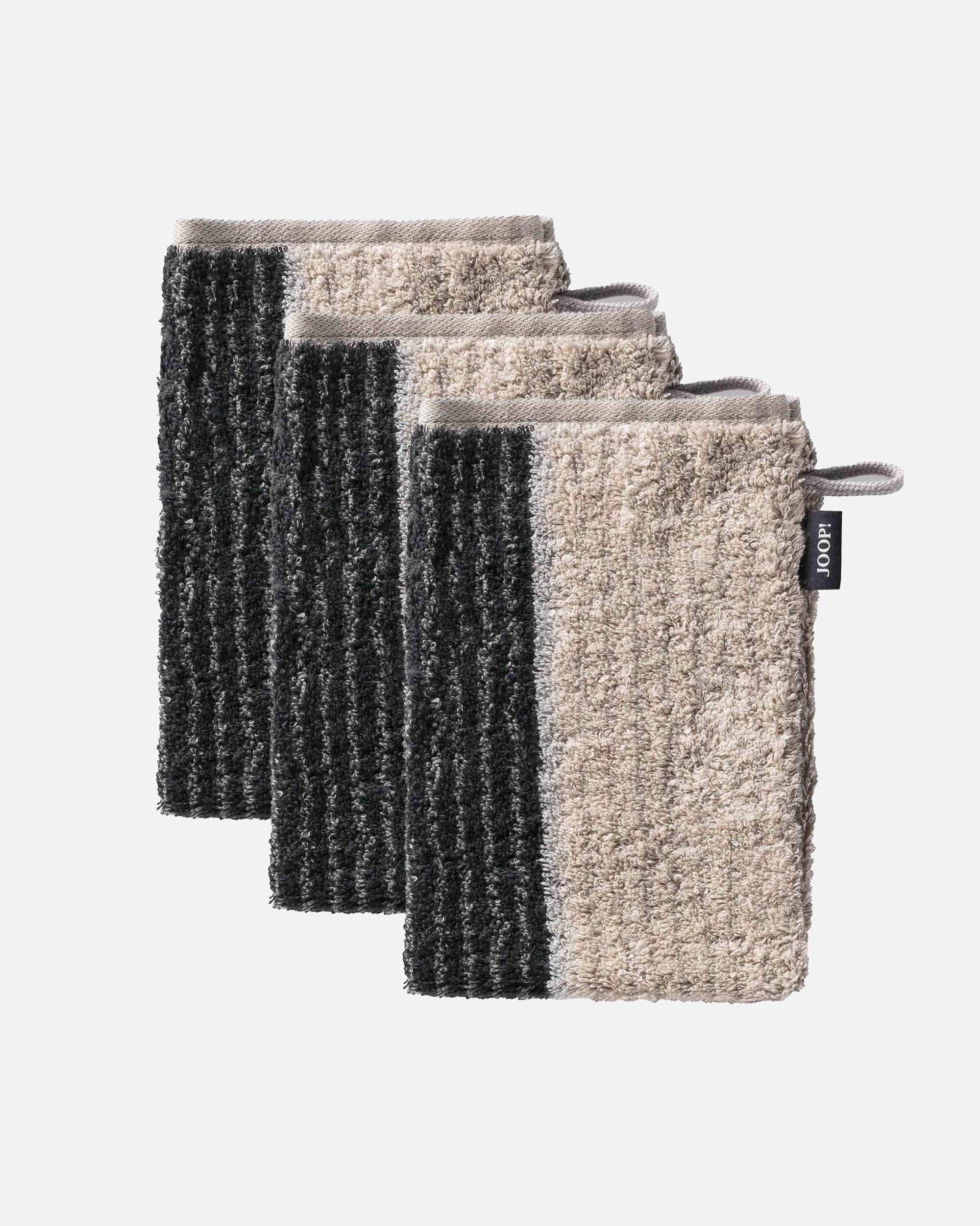 Waschlappen für Unisex JOOP! Waschlappen 3er Pack 'Doubleface' Grau Signature Lines