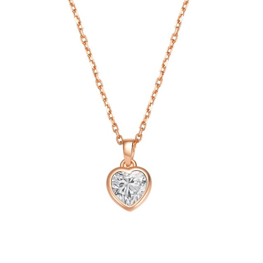 Hey Happiness Funkelnde Herz Halskette aus 925er Sterlingsilber Rosegold Nude Damen