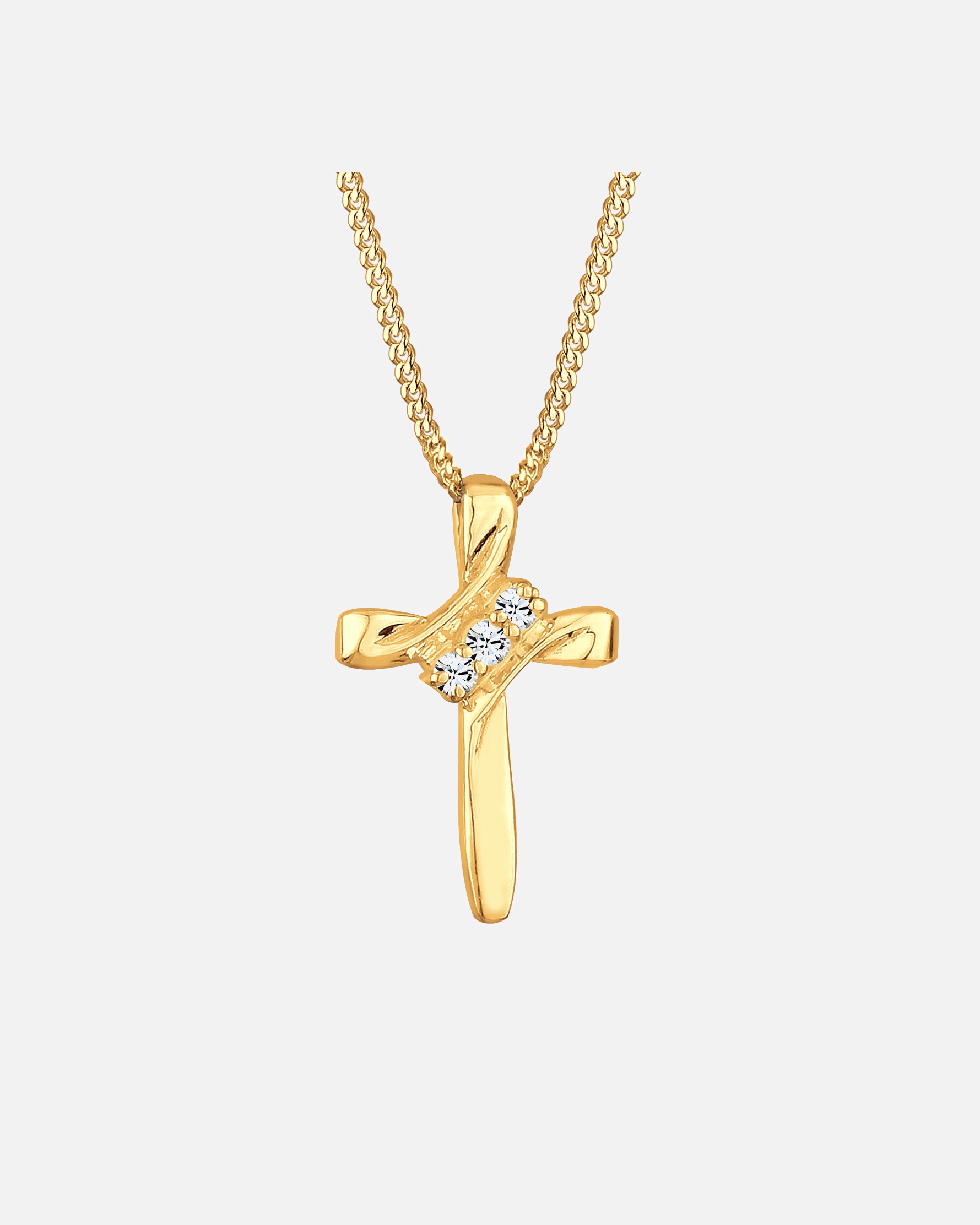 Halskette für Weiblich Elli Kreuz 925er Silber vergoldet, mit Kristallen von Swarovski® 45