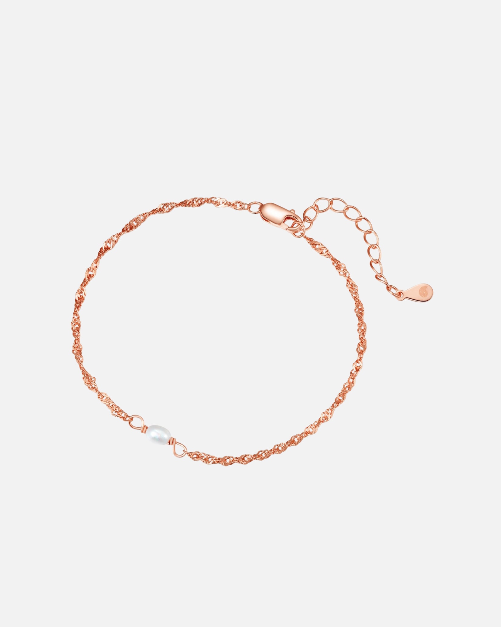 Armband für Weiblich Hey Happiness Default Brand Line Feine Armkette mit Perle, 925er Silber Rosegold