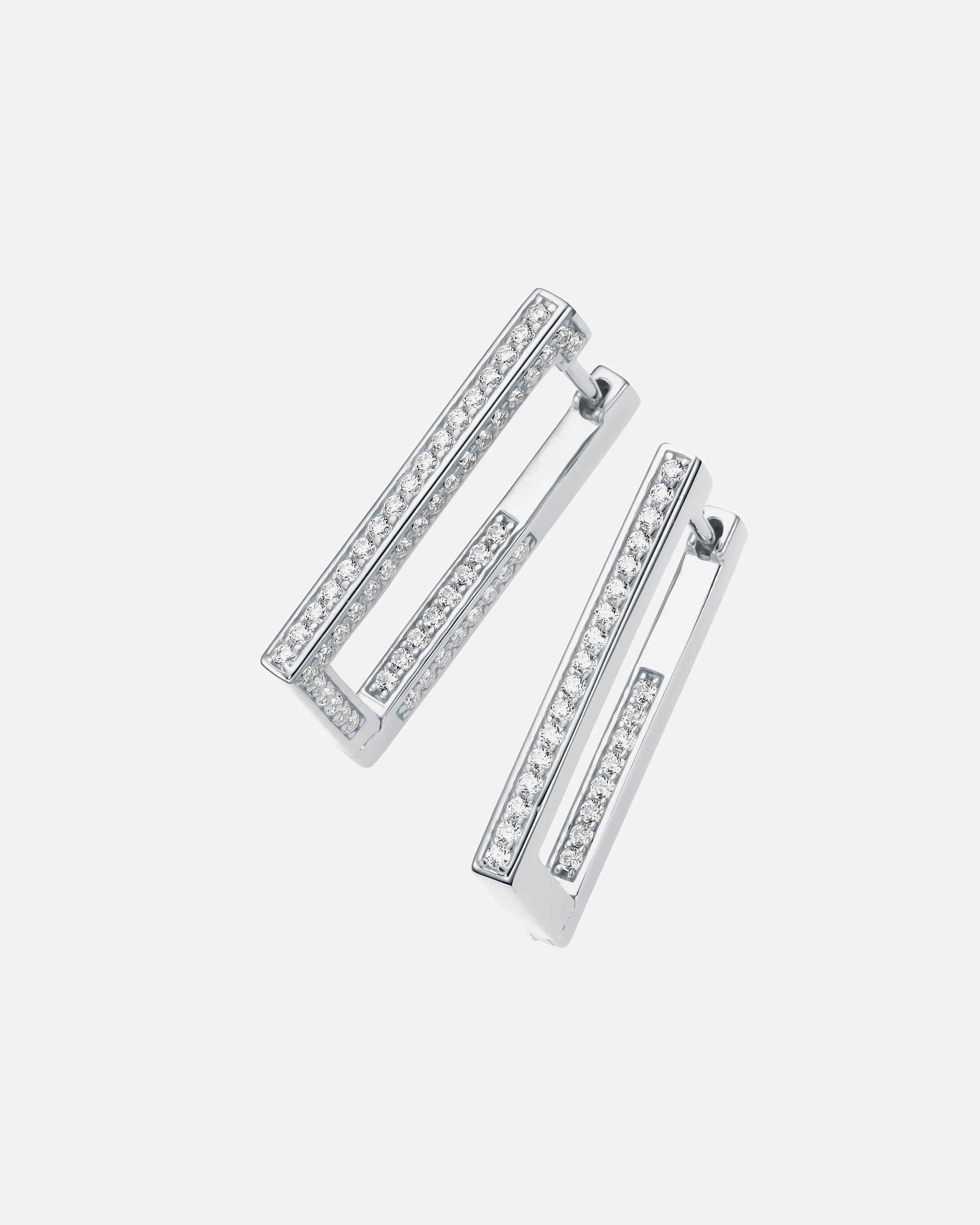 Ohrringe für Unisex Giorgio Martello Milano Klappcreolen rechteckige Form, mit Zirkonia, Silber 925 Silber