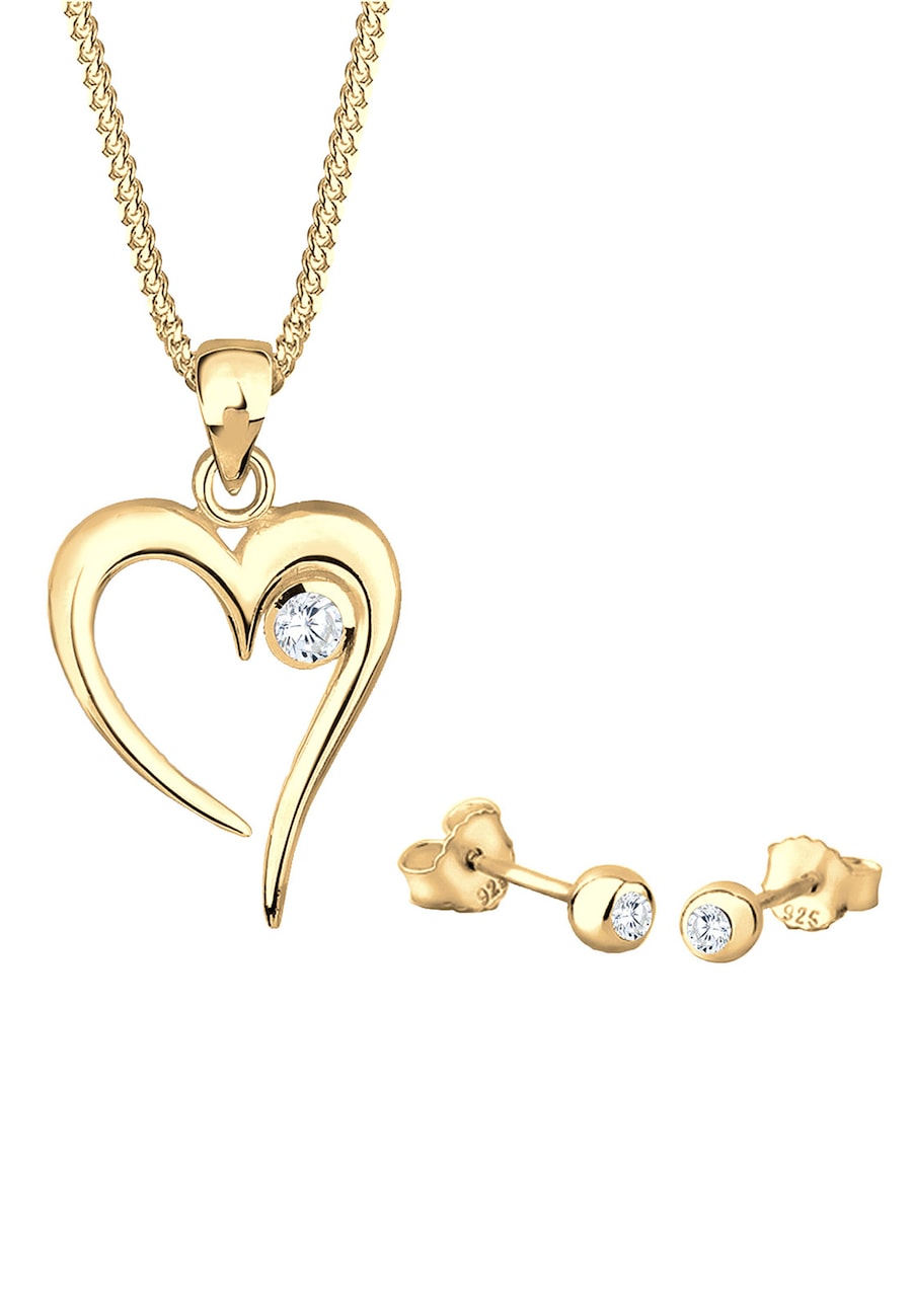 Elli Herz Solitär Zirkonia In Love 925 Sterling Silber golfarben Damen