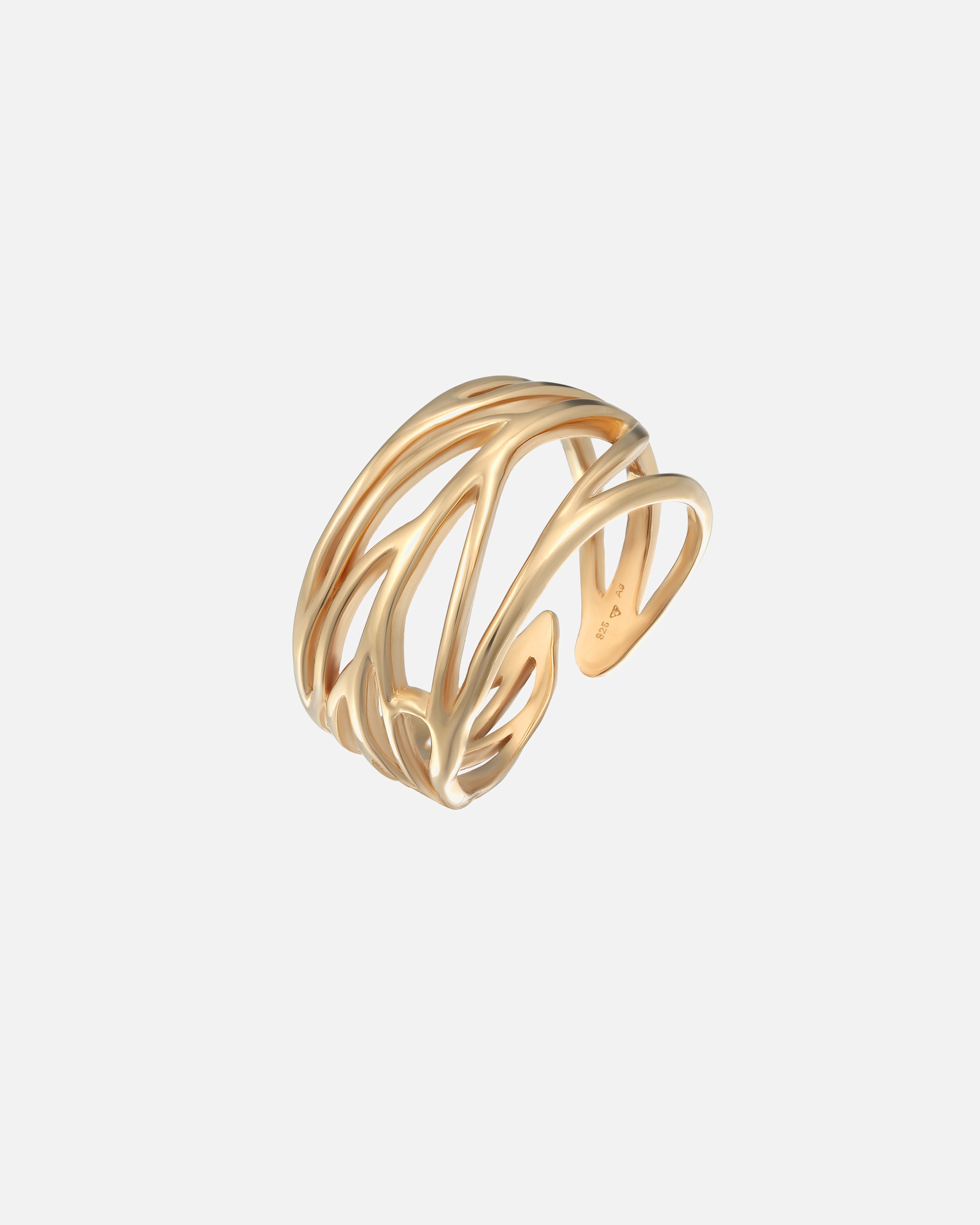 Ring für Weiblich Elli Blatt Ornament Wickelring 925 Silber goldfarben