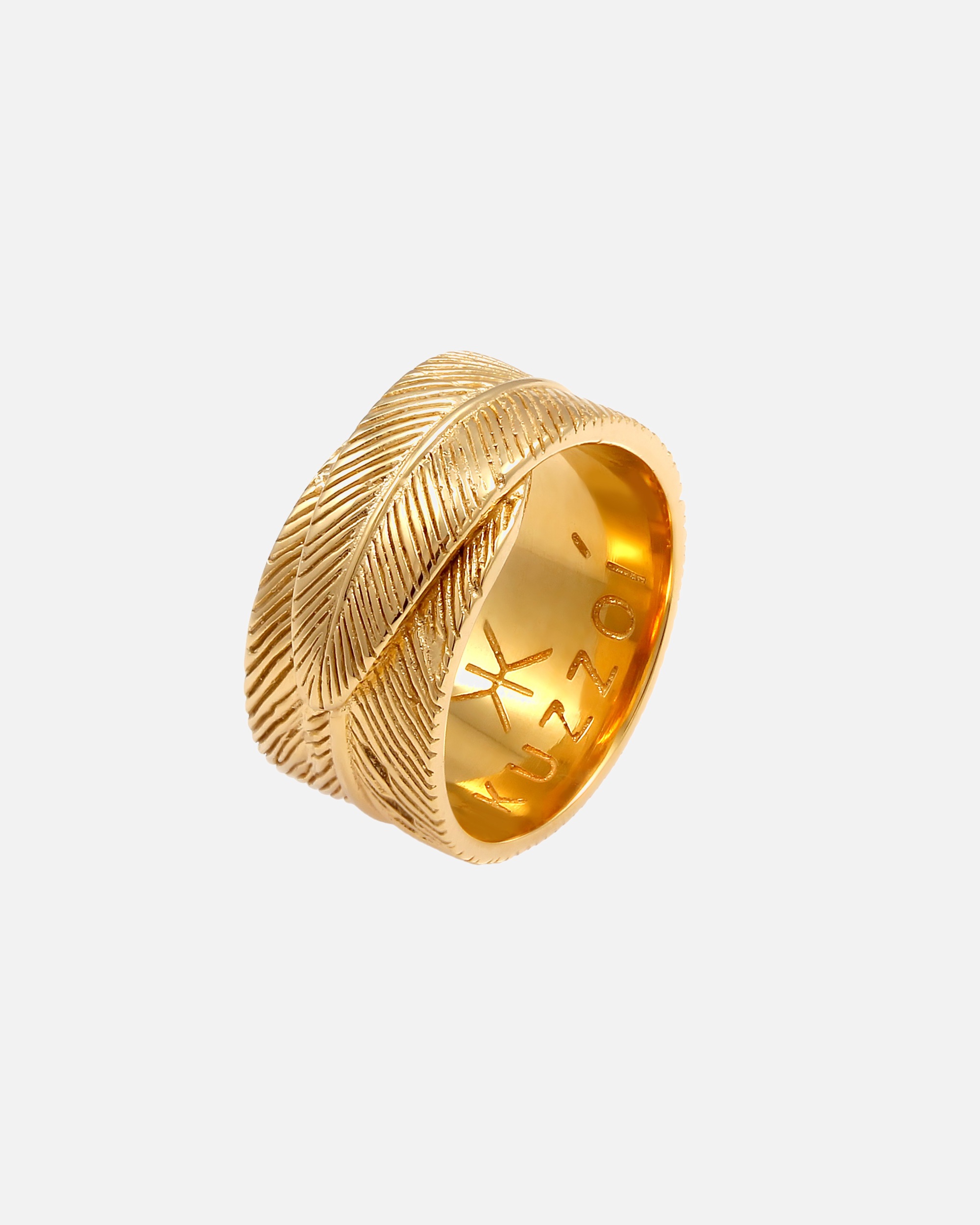 Ring für Männlich KUZZOI Herren Feder Vintage Trend Oxidiert 925 Silber 60