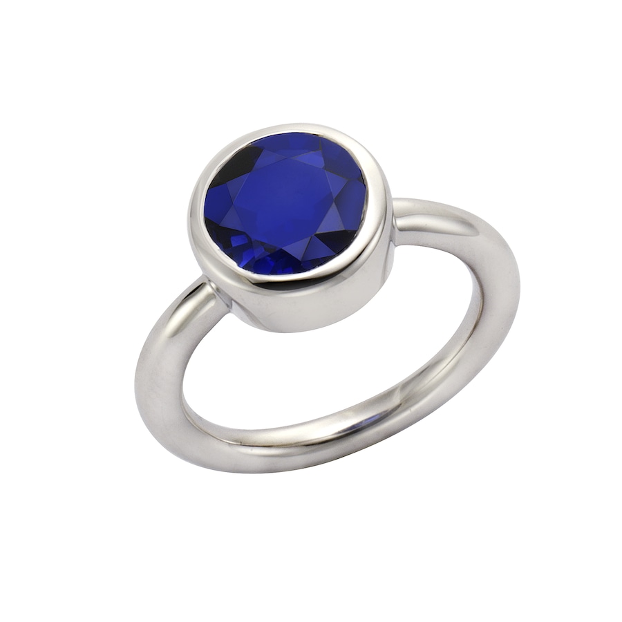 Jamelli Ring 925/- Sterling Silber Quarz blau 054 (17,2) Damen
