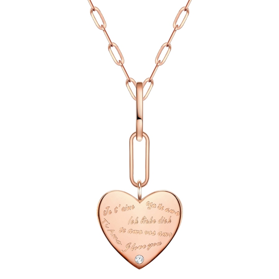 Glanzstücke München Halskette Herz Sterling Silber Zirkonia in Roségold 50,0 cm Basiskette + 5,0 Verlängerung Damen