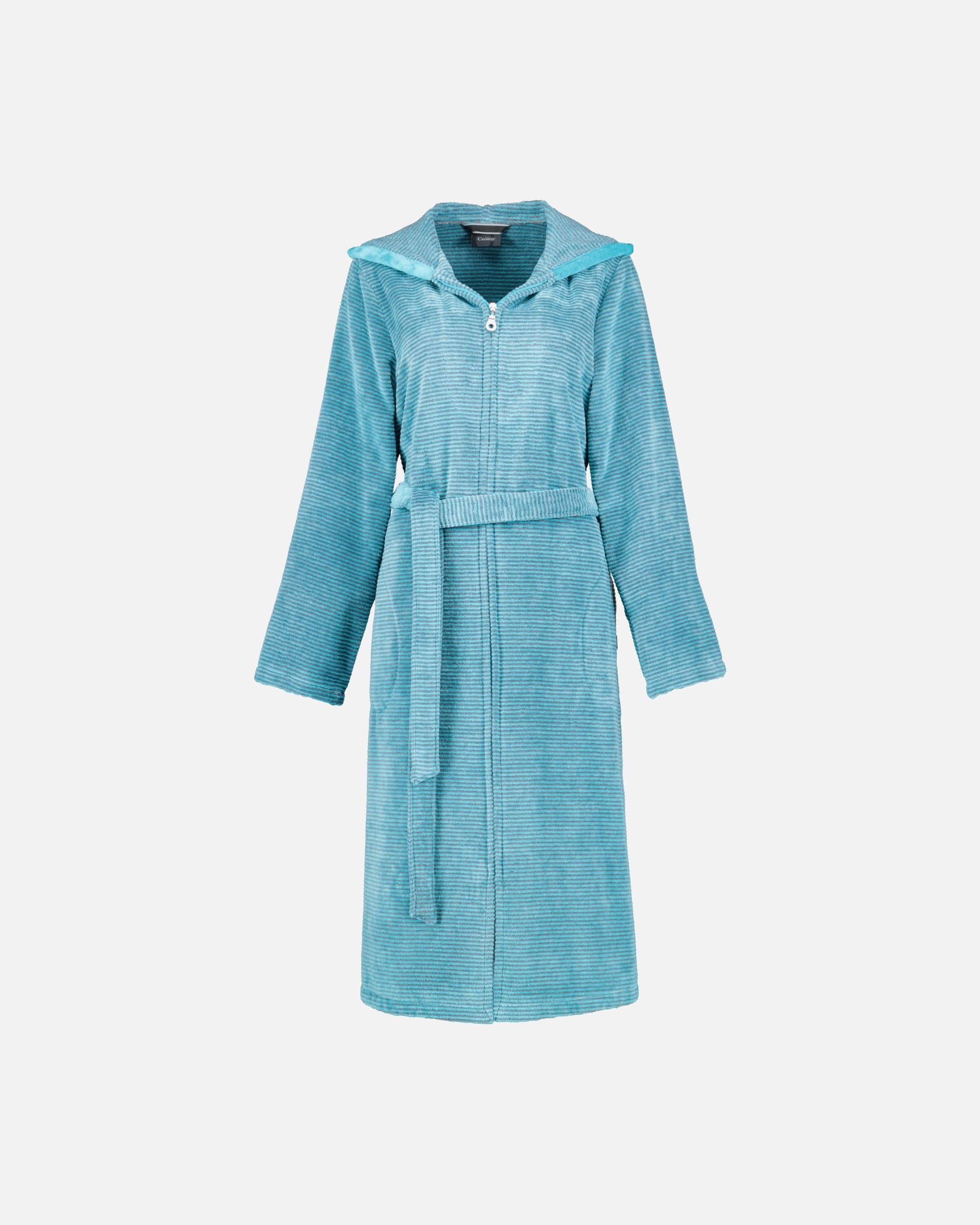 Bademantel für Weiblich Cawö Cawö Bademäntel Damen Kapuze Two-Tone 6432 türkis - 47 L