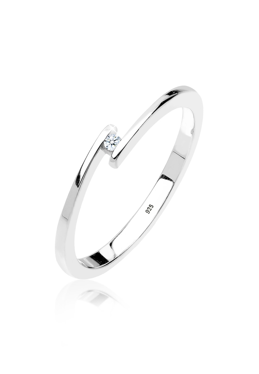 Elli DIAMONDS Verlobungsring Solitär Diamant 0.015 ct.925 Silber 58 Damen