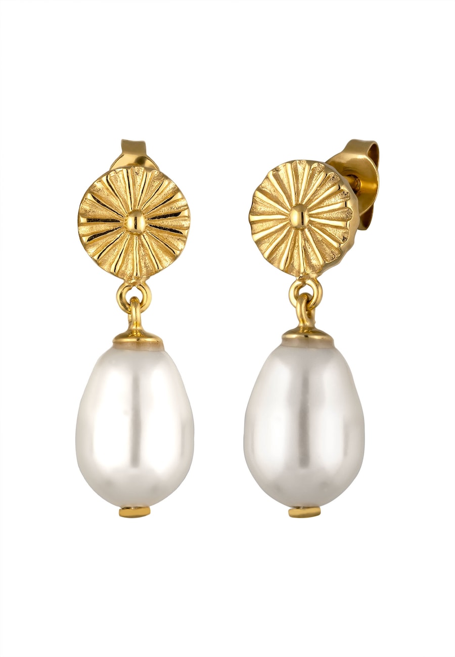 Elli Ohrstecker Synthetische Perle Weiß 925 Sterling Silber vergoldet OneSize Damen